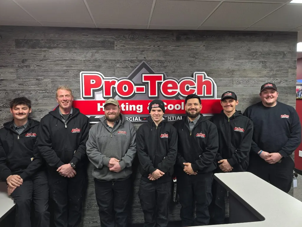 The full Pro-Tech Heating & Cooling certified HVAC team at our Grand Rapids shop