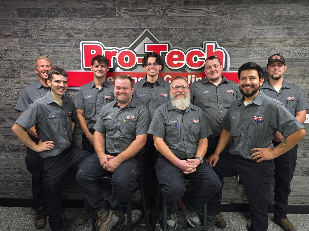 The Pro-Tech Heating & Cooling install team in uniform at our Grand Rapids shop