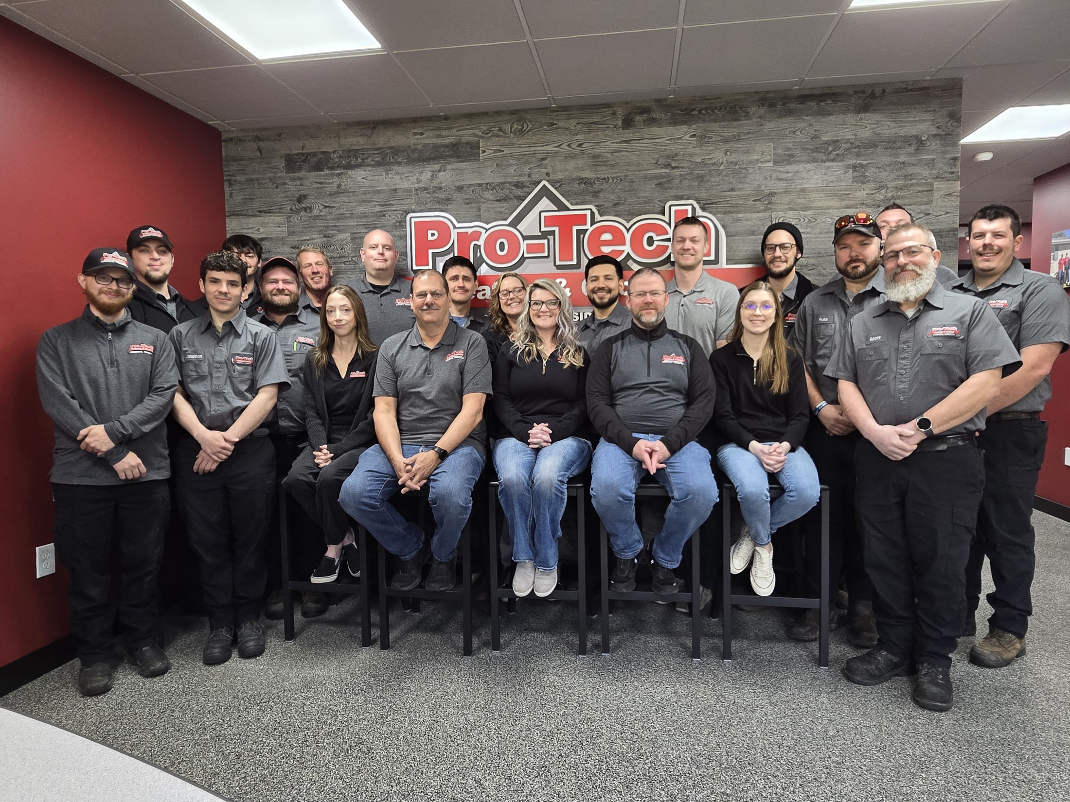 The full Pro-Tech Heating & Cooling team gathered in the Grand Rapids office